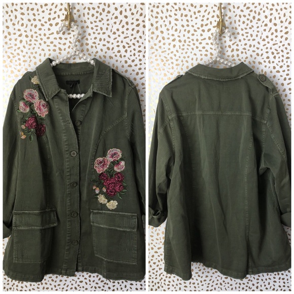 NWOT Torrid Floral Embroidered Utility Jacket - Picture 3 of 5